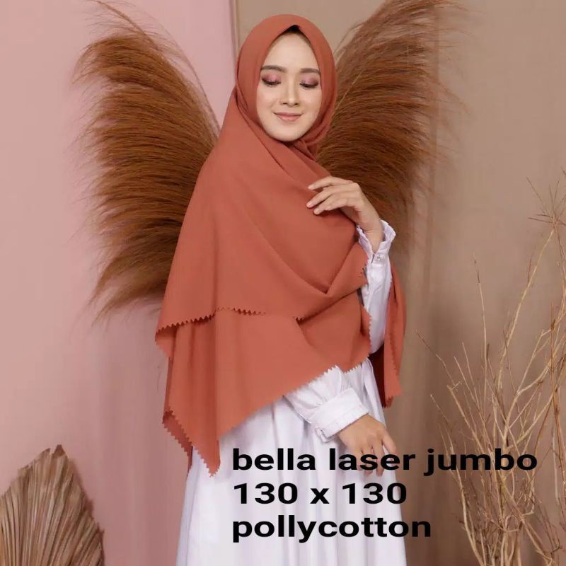 hijab segiempat Bella square laser cut syar'i jumbo 130x130 pollycotton premium