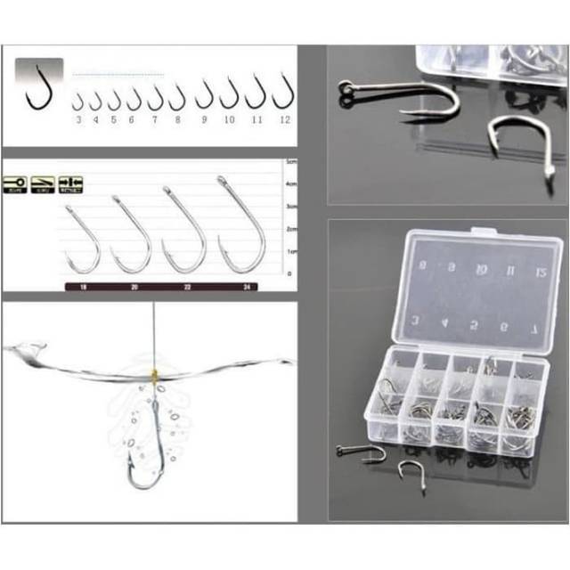 Mata Kail Pancing Set / Kailpancing ikan Kecil / Kail Pancing Box Lengkap Ukuran 3-12 isi 70 pcs