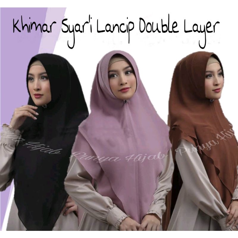 Hijab Khimar Syari Lancip 2 Layer Ceruty Babydoll