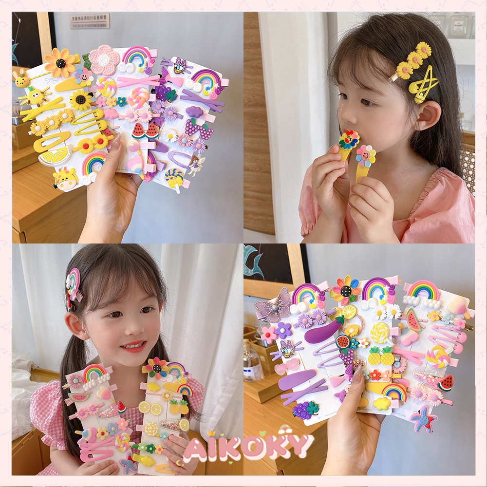 Aikoky Jepit rambut anak perempuan korea fashion lucu/Jepit rambut anak kartun set