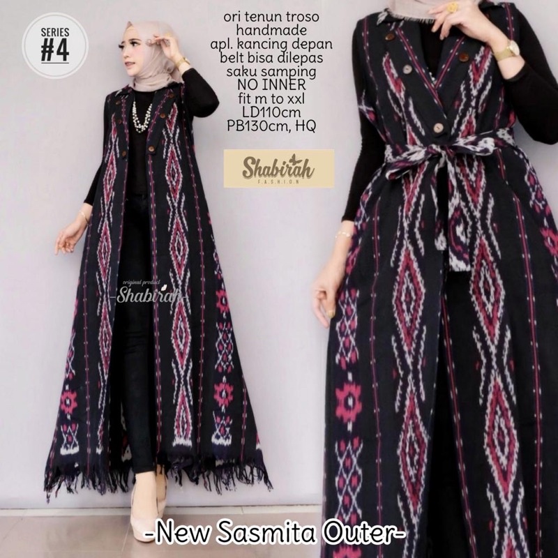 SASMITA LONG OUTER TENUN ORIGINAL SHABIRAH(BISA COD)OUTER TENUN-KEBAYA-VEST TENUN-HIJAB WANITA-FASHI