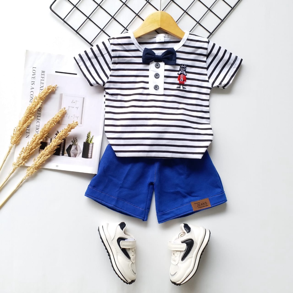 HappyOliver SET METRO ENGLAND EBV Setelan Kemeja Bayi Laki-laki Lengan Pendek