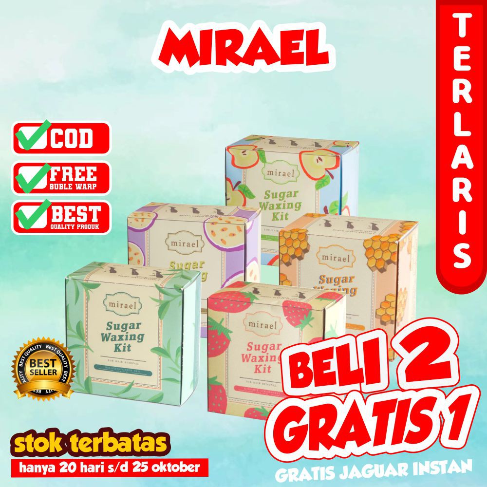 MIRAEL SUGAR WAXING KIT [BISA COD] ORIGINAL PAKET PENGHILANG BULU RAMBUT PERMANEN BELI 2 GRATIS 1