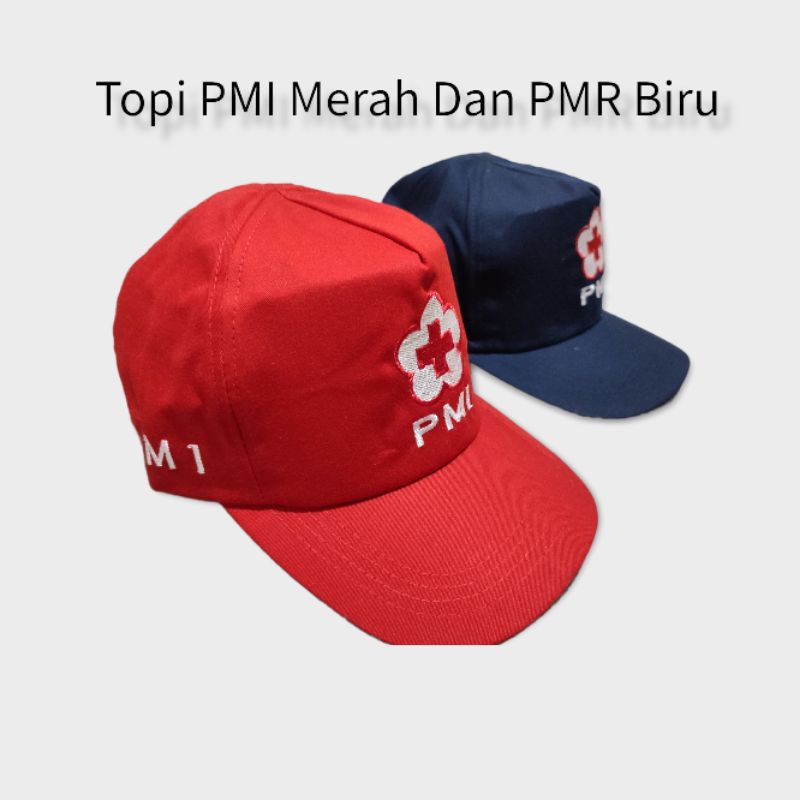 Topi PMI Merah dan PMR Biru