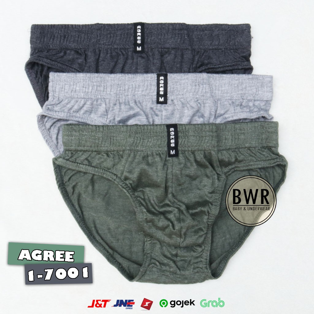 3pc - AGREE | CD Agree 1-7001 MIKA | Celana dalam pria karet kerut