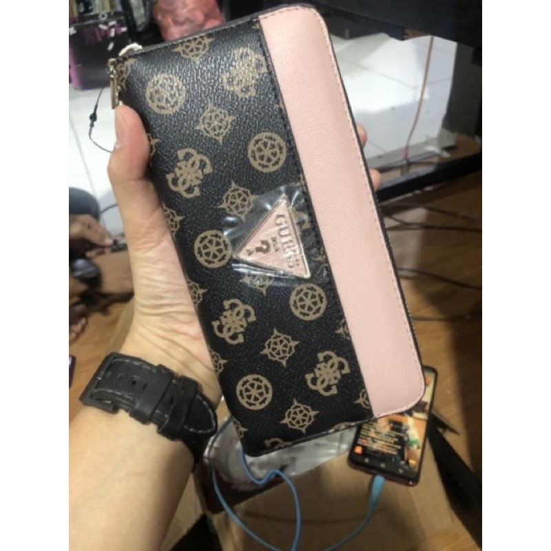 ORIGINAL COUNTER Dompet Guess Maddy Large Zipper Around Pink Authentic