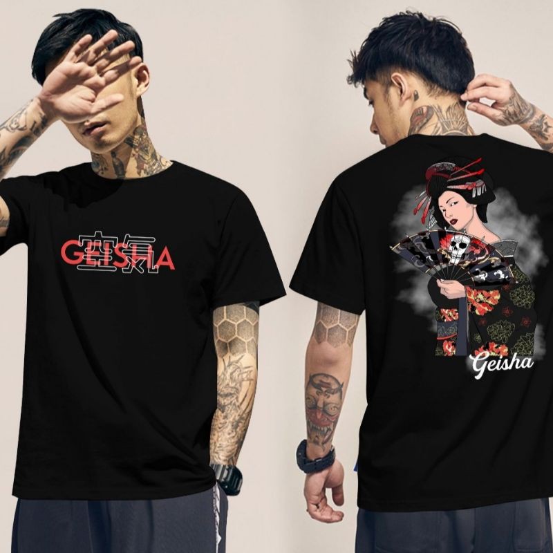 Fourfashion Kaos Pria Kaos Distro GEISHA KIPAS Black FN309