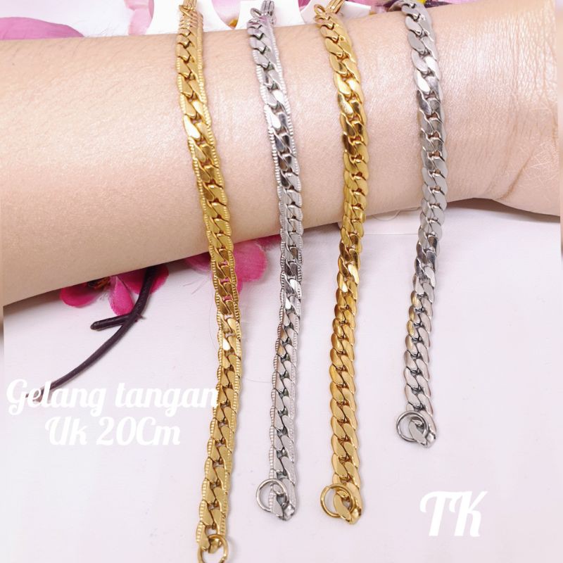 gelang rantai sisik ukir titanium anti karat tersedia tangan 20Cm&amp;kaki 28Cm