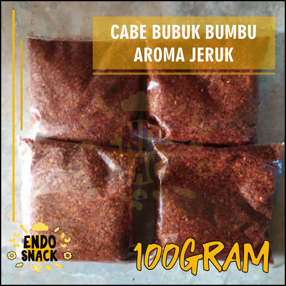 100gr Cabe Bubuk Kering Aroma Jeruk di Jamin Pedasss cocok untuk Pelengkap Baso Aci, Baso, Mie