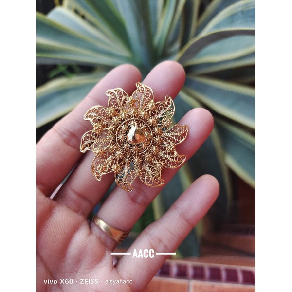 Bros (Liontin) Matahari Lapis emas 3,5cm