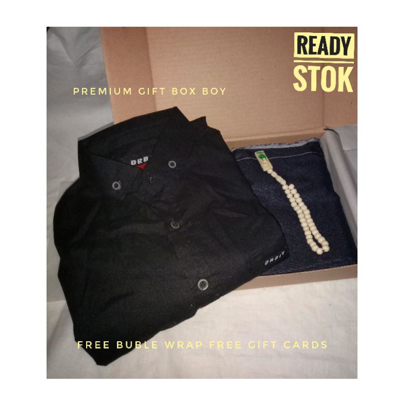 GIFH BOX KEMEJA COWOK HITAM + SARUNG SPECIAL KADO COWOK | KADO WISUDA | HADIAH ULTAH | HAMPERS BOX