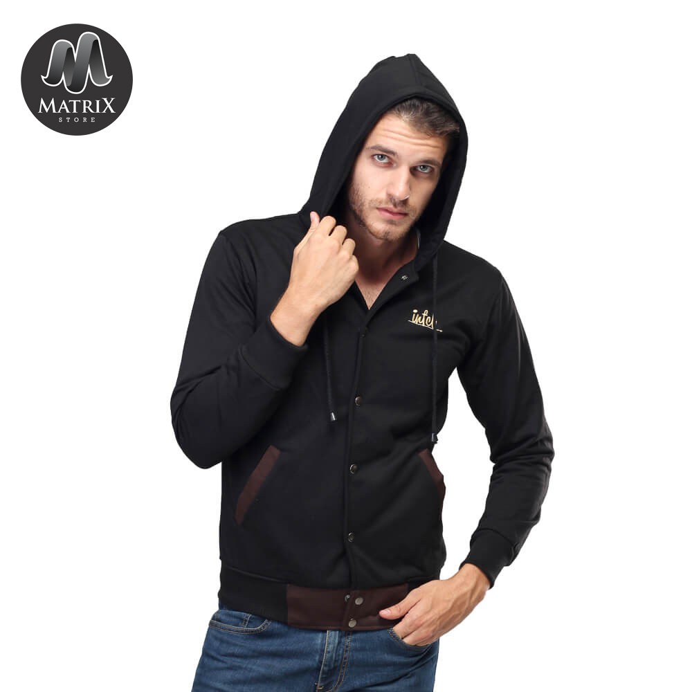 Jaket Hoodie Pria Keren Warna Hitam