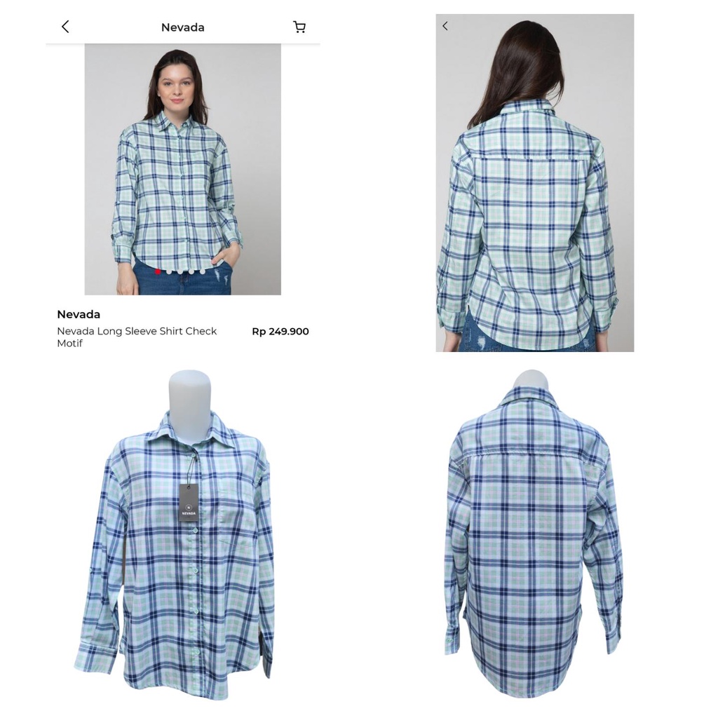 Kemeja Wanita Nevada Original Long Sleeve Shirt Check Motif