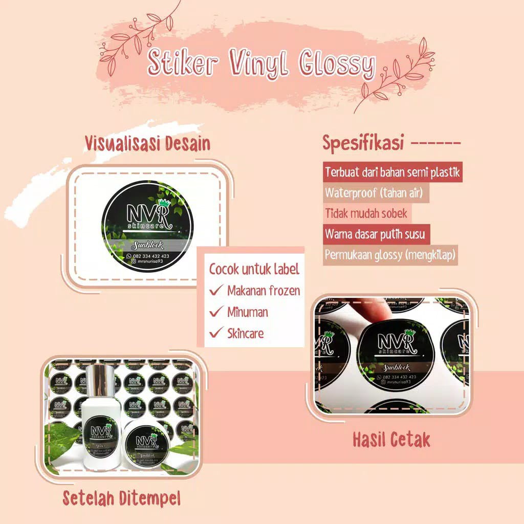 

STICKER LABEL KEMASAN GLOSSY TAHAN AIR | LABEL KEMASAN MAKANAN | STICKER VINYL