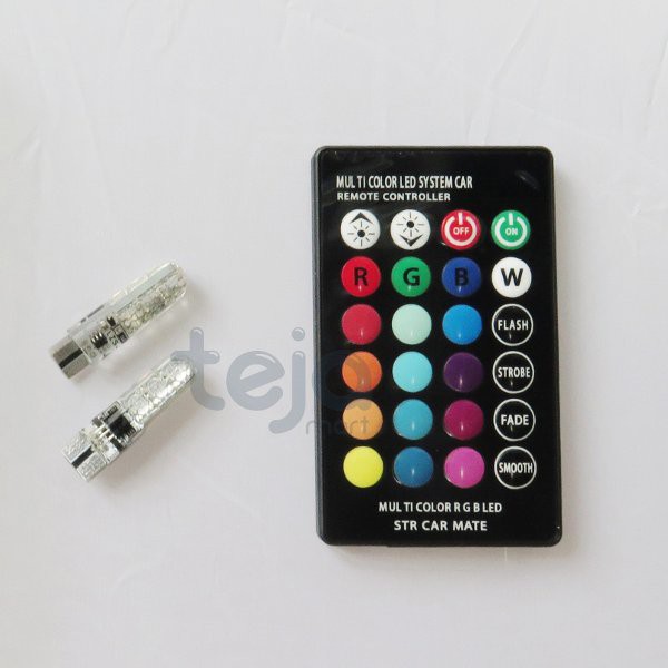 LAMPU LED T10 MOBIL MOTOR RGB 6 MATA JELLY ISI 2PCS DAPAT REMOTE BATERAI