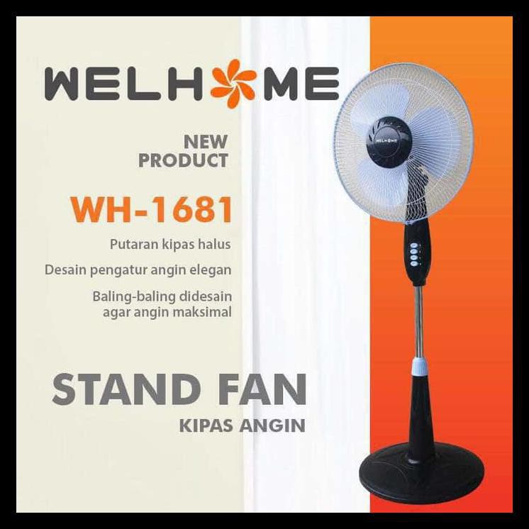 (PENGIRIMAN KHUSUS JNT/JNE) Kipas Angin Berdiri (Stand Fan) Welhome 16 Inch WH 1681