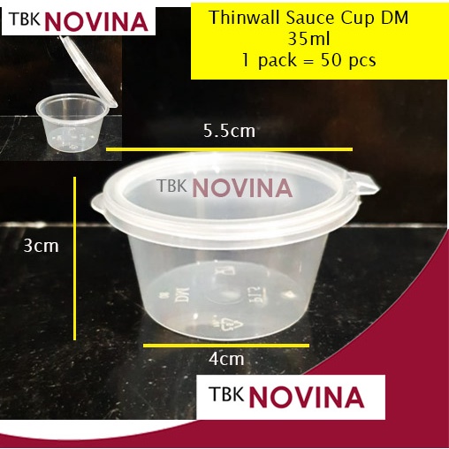 [50PCS] Thinwall Cup Saus 35ml Plastik Tempat Sauce Saos Saus Cup Container Sambal Sambel Slime