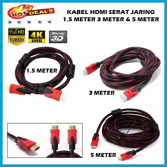 BISA COD Kabel HDMI TO HDMI 1.5 Meter 3 Meter 5 Meter Serat Jaring High Quality - CONVERTER HDMI TO AV / RCA MINI BOX HDMI2AV - KABEL HDMI TO RCA LAPTOP KE TV TABUNG CONVERTER MINI BOX HDMI TO RCA