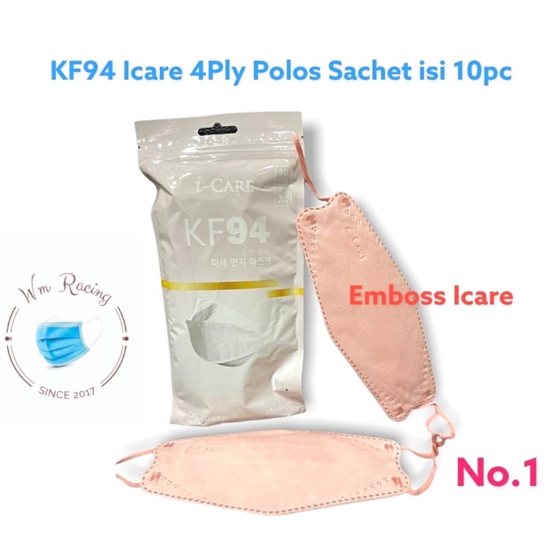 Masker KF94 ICARE Sachet Pack 3D Evo Dewasa 4ply Warna Earloop izin Kemenkes 10pc