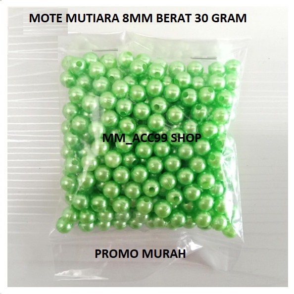 30 Gram Mote Mutiara Diameter 10mm Hijau - Manik Mote Mutiara Hijau