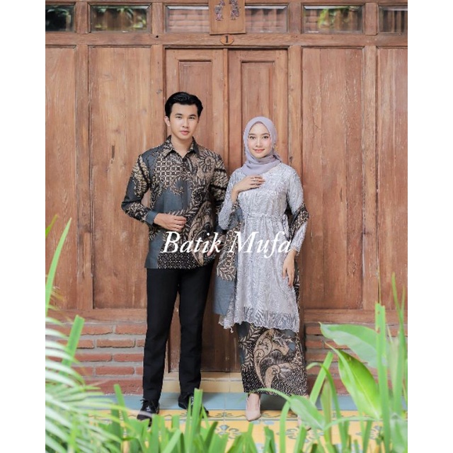 Kebaya batik couple MECA Tunik Grey | kebaya wisuda kebaya lamaran, tunangan