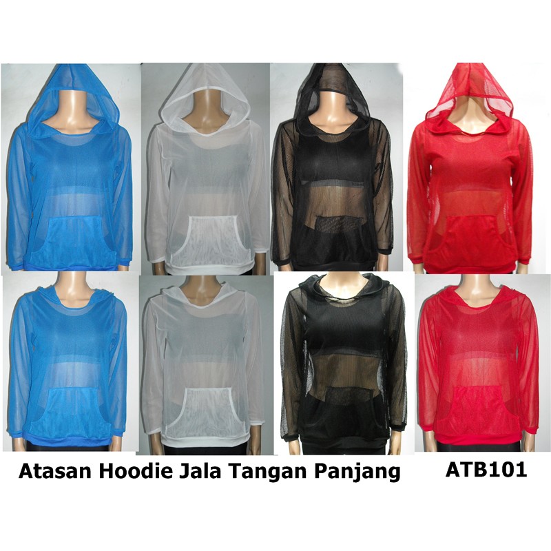 Atasan Hoodie Tangan Panjang Jala jaring Mesh kode ATB101