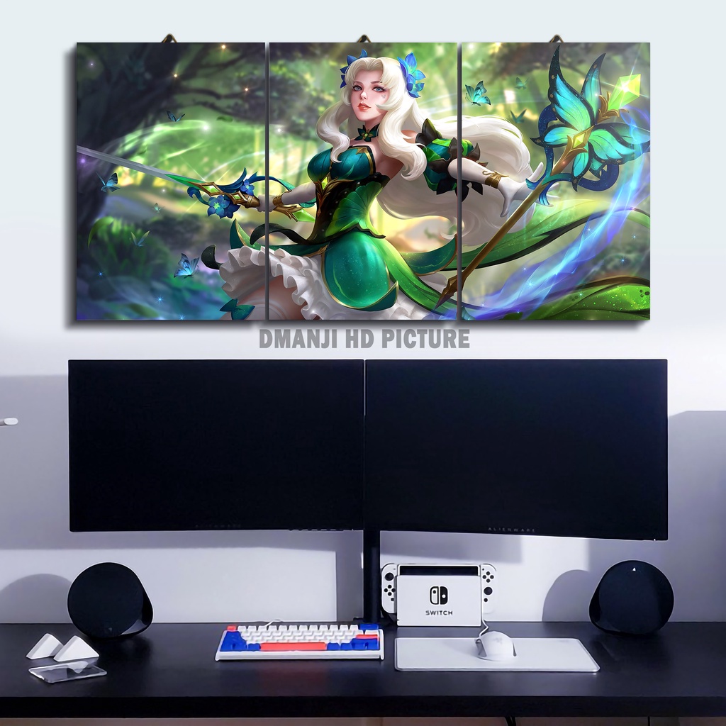 1 SET HIASAN DINDING WALLDECOR MULTIPANEL KARAKTER GAME MOBILE LEGENDL ODETTE / POSTER KAYU MINIMALI