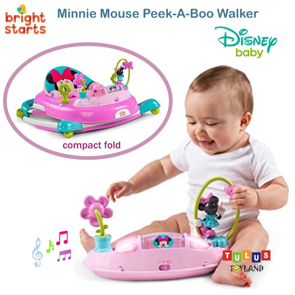 Bright Starts Minnie Mouse PeekABoo Walker Disney Baby mainan belajar jalan alat bantu berjalan bayi