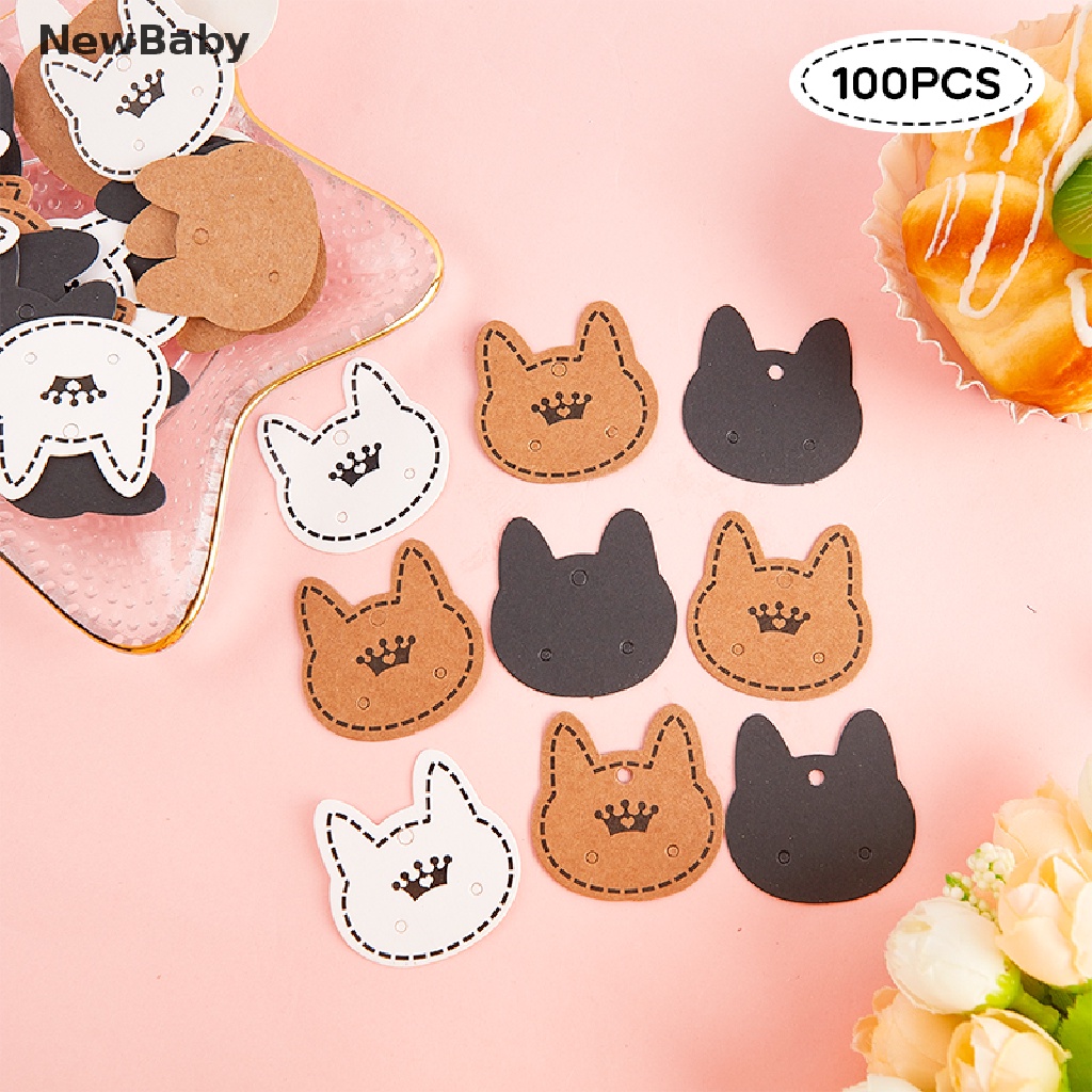 NewBaby 100pcs Cat Card Retro Jewelry Display Cardboards Price Tags Earrings Necklace ID