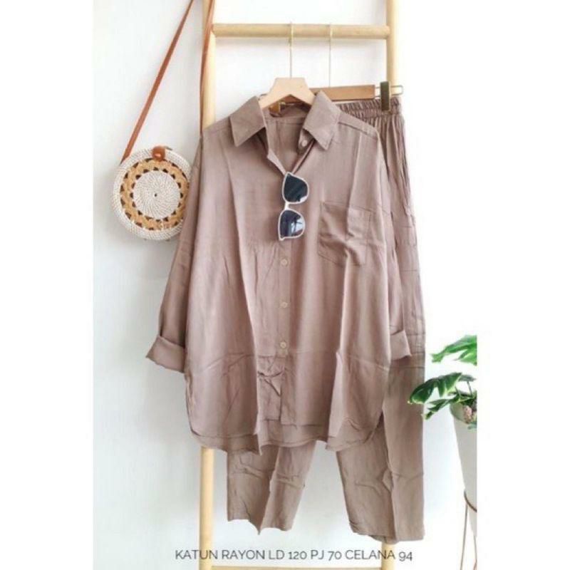 ONE SET RAYON SLEEPWEAR POLOS JUMBO | SETELAN BAJU TIDUR POLOS RAYON POLOS JUMBO