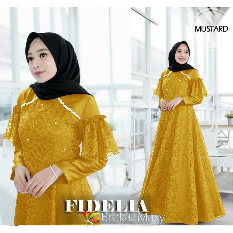 MAXY FIDELIA MUTIARA, VELVET BRUKAT PREMIUM, GAMIS HIJAB MUSLIM, DRESS