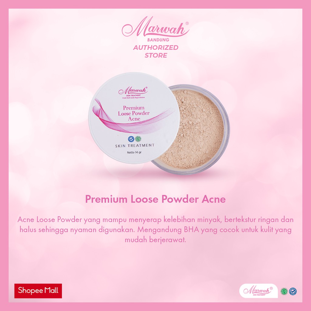 Marwah Skincare Premium Loose Powder Daily Bedak Tabur Ringan Untuk Kulit Wajah Normal Kering Berjer
