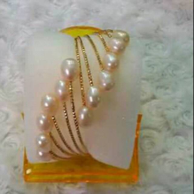 Gelang Jodha Mutiara Asli Lombok/gelang Rhodium/Mutiara Lombok