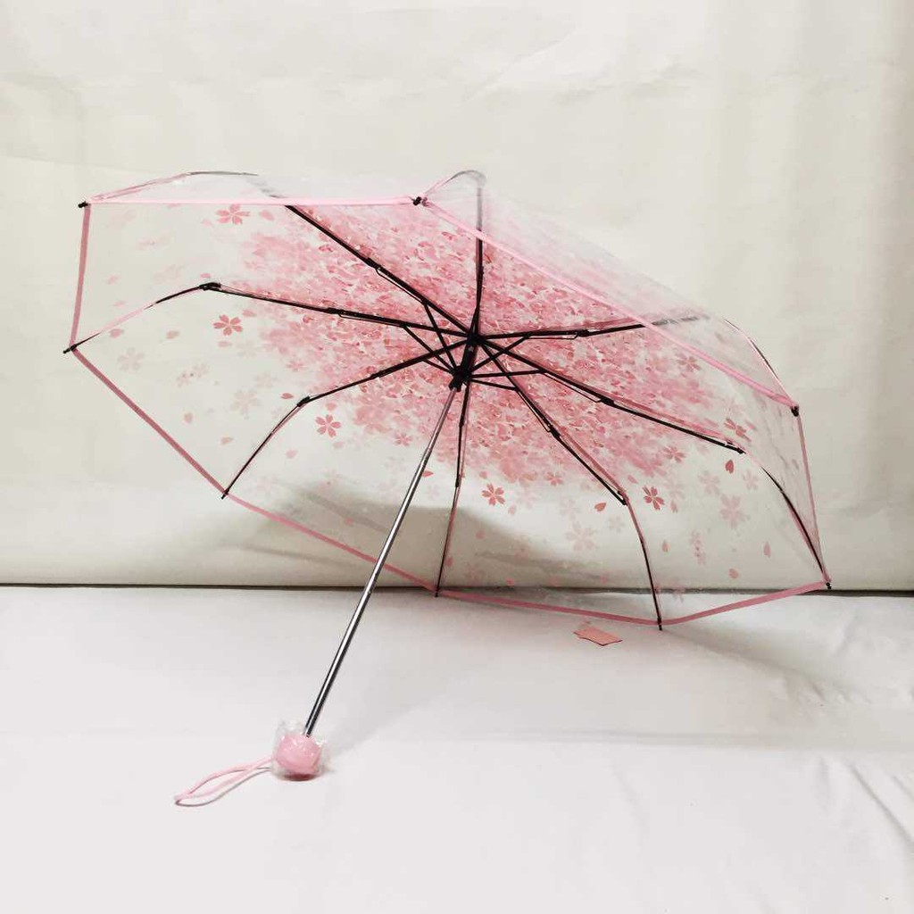 Payung lipat transparan model sakura
