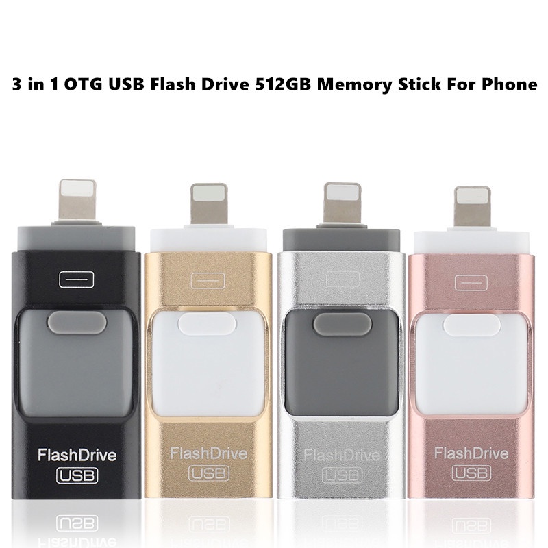 3 in 1 USB 3.0 OTG Flash Drive 512GB Memory Stick Eksternal Penyimpanan Untuk Ponsel PC