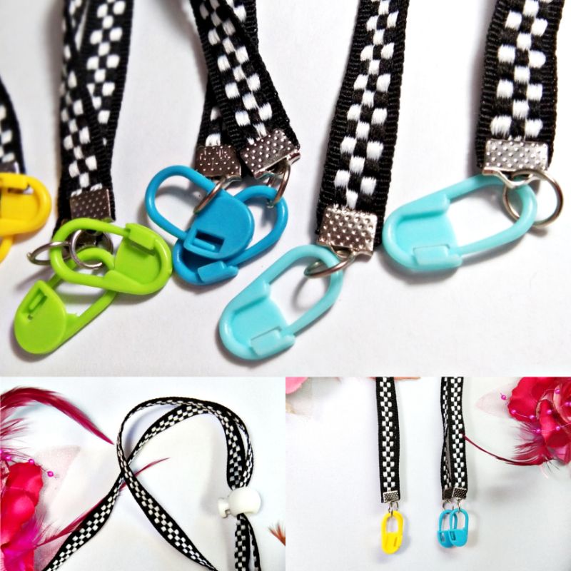 Straps Masker 2 in 1 / Tali Masker Motif Kotak Kotak