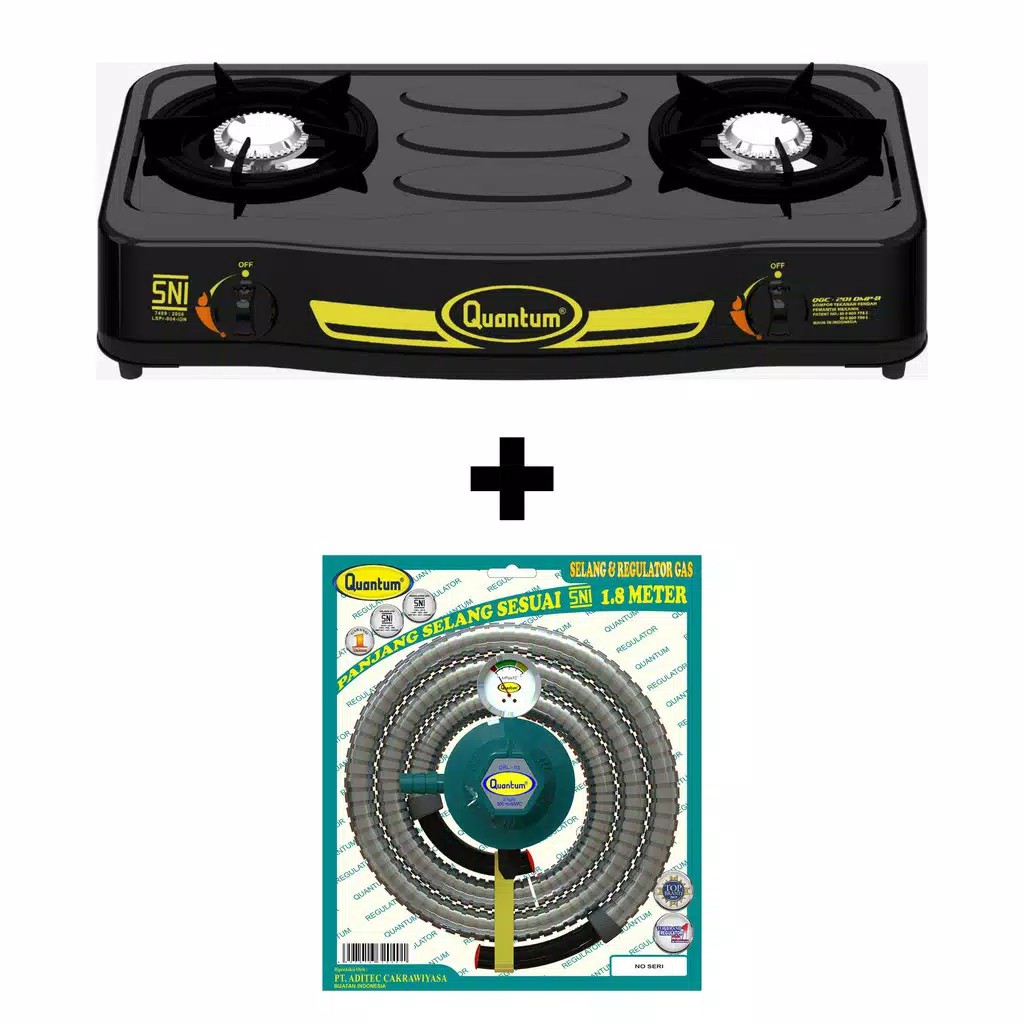 Quantum QGC201DMPB + QRL032 paket kompor 2 tungku