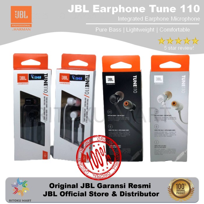 Earphone Headphone Headset JBL TUNE 110 Original Segel Garansi PT IMS
