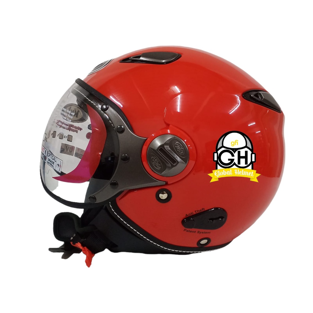 HELM KYT ELSICO SOLID FIRE RED HALF FACE KYT HELM HALF FACE KYT ELSICO FIRE RED