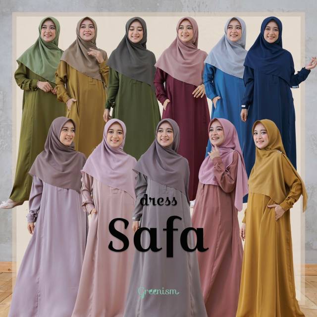Safa dress gamis busui baju muslim bahan madame sexy original greenism (dress only)