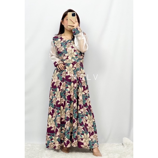 MDLV ~ 05560# Maxixe Floral Maxi Dress Premium Long Dress Korea Look Fashion Import