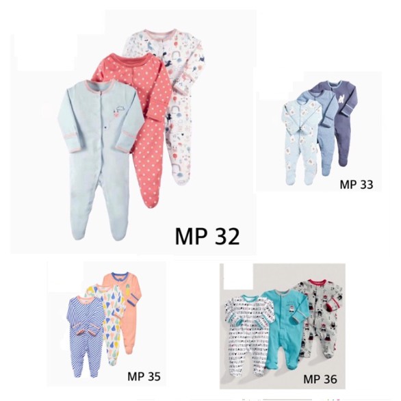 (Kiddiwear) Mp32-36 Mamas Papas Sleepsuit jumper bayi panjang tutup kaki