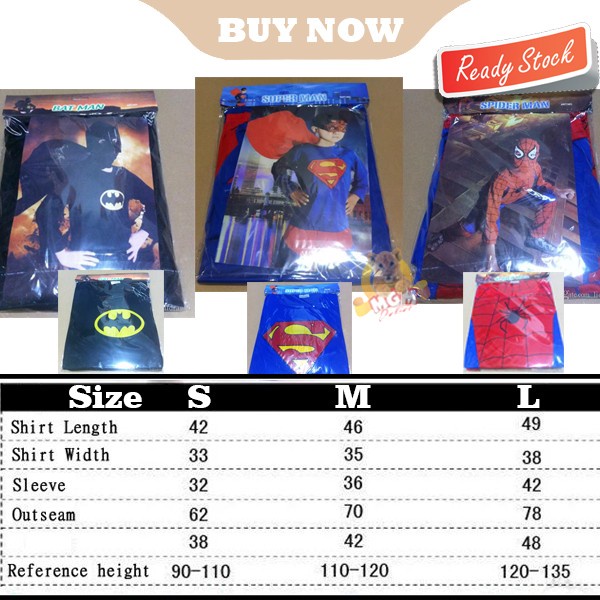 Baju kostum SUPERHERO anak halloween costume COMPLETE SET polyester