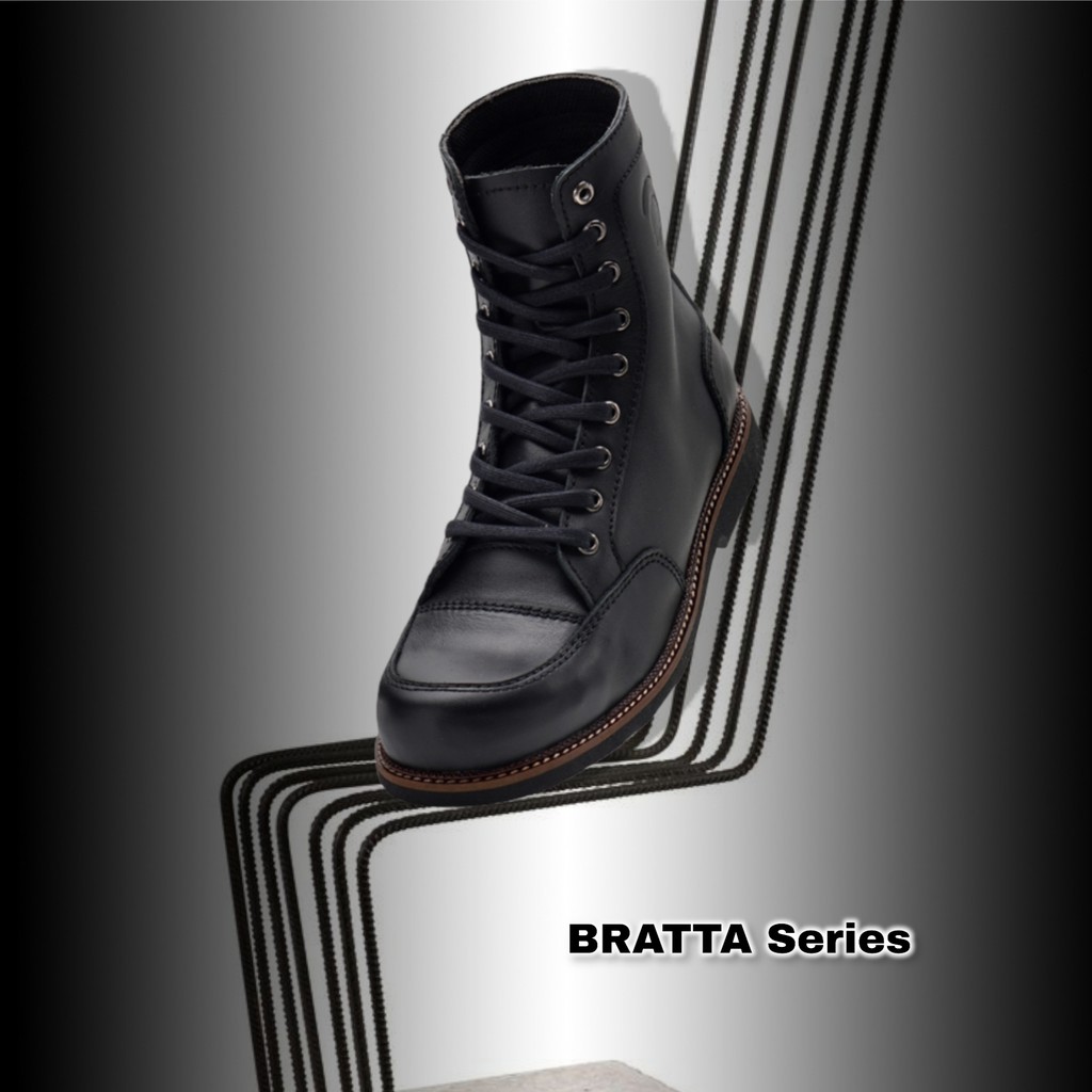 Bratta Black | Sepatu Boots Kulit Asli Vintage Safety Pria Boot Original Footwear | FORIND x Greata