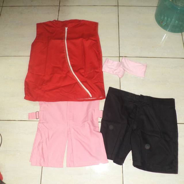 Baju Cosplay Sakura Naruto Shippuden Full Set