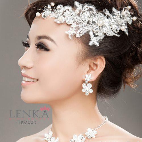 [STOK TERBATAS] HEADPIECE WANITA WEDDING BRIDAL PESTA LACE PUTIH TPM004