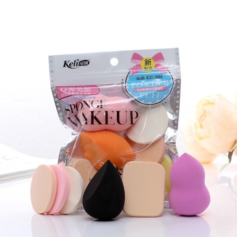 sponge make up isi 6pcs Spons Make up 1 Set Isi  6 Pcs  / Spons Foundation Pembersih / Make Up  Wajah