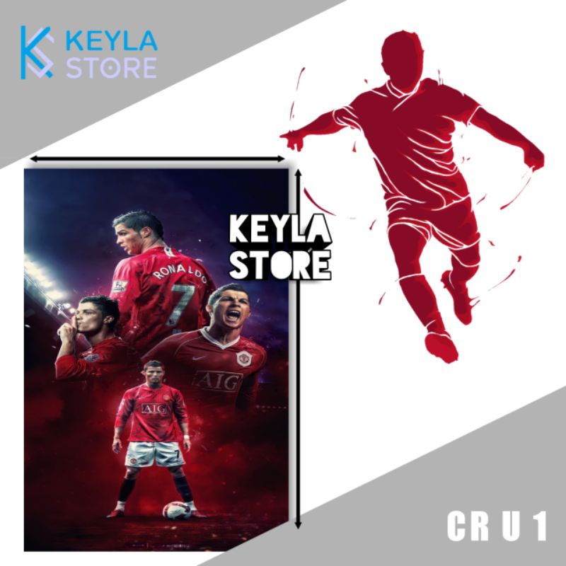 POSTER KAYU HIASAN DINDING FOTO CRISTIANO RONALDO 7 MANCHESTER UNITED/MUFC/MANUTD/MU/MCU/UNITED