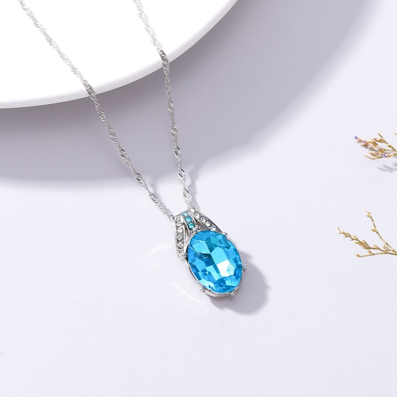 Kalung Dengan Liontin Kristal Bentuk Hati Forever Warna Biru Untuk Wanita