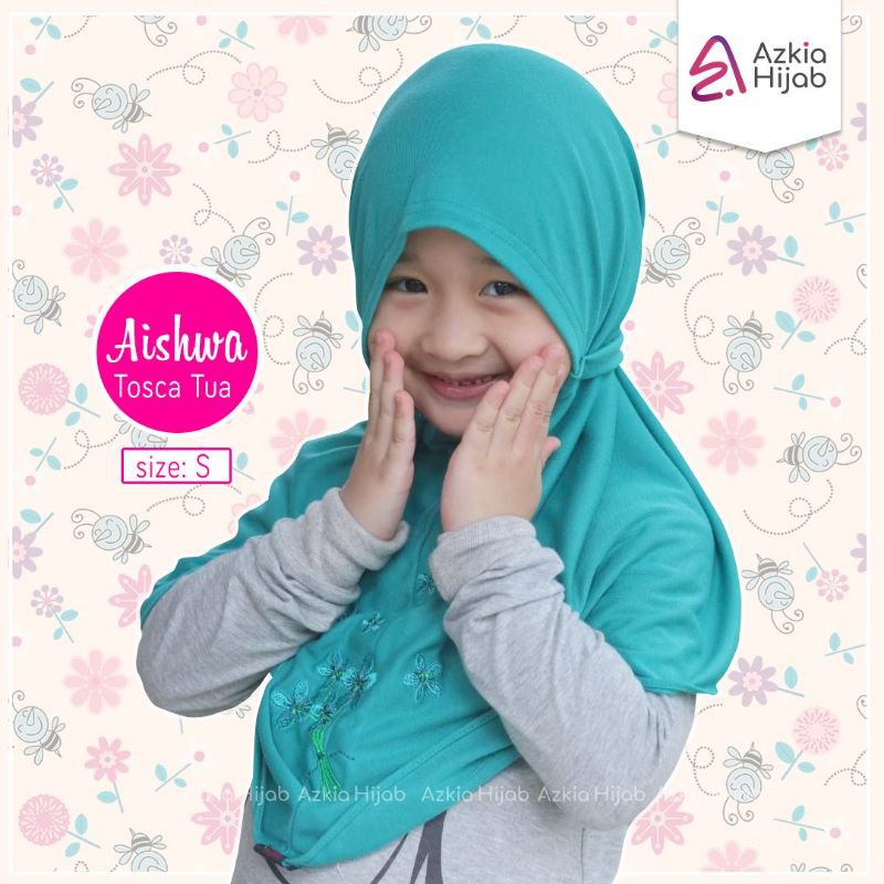 Aishwa || size SS (size 1) jilbab anak / bayi || usia 0 bulan - 6 bulan new azkia hijab-Tosca tua